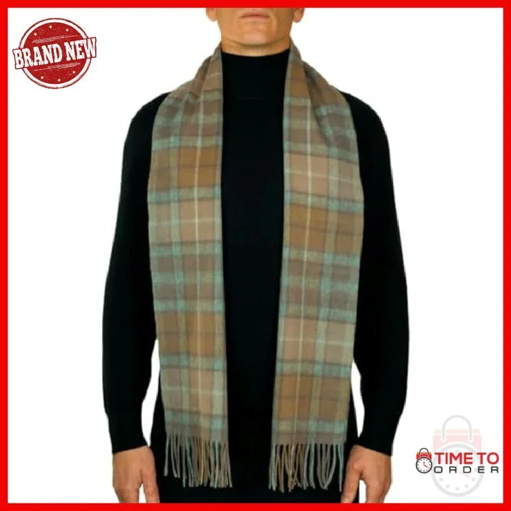 100% Lambswool Tartan Plaid Scarf, 68x11 Inches, Traditional Scottish